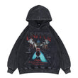 Vintage Wash Oversized Graphic Hoodie - Flat Lay