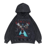 Vintage Wash Oversized Graphic Hoodie - Flat Lay