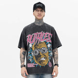 Model wearing Vintage Washed Street Graphic T-Shirt front view