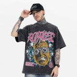 Model wearing Vintage Washed Street Graphic T-Shirt front view