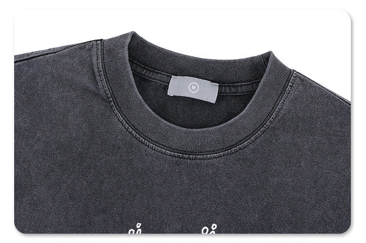 Detail of round neckline on Vintage Washed T-Shirt